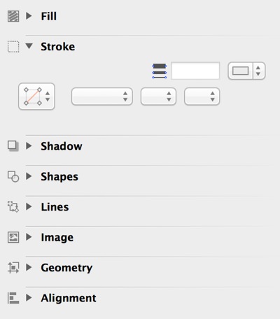 Omnigraffle dropdown sections.