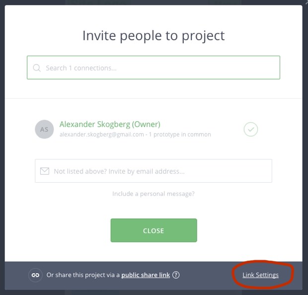 Inviting people to prototypes in inVision