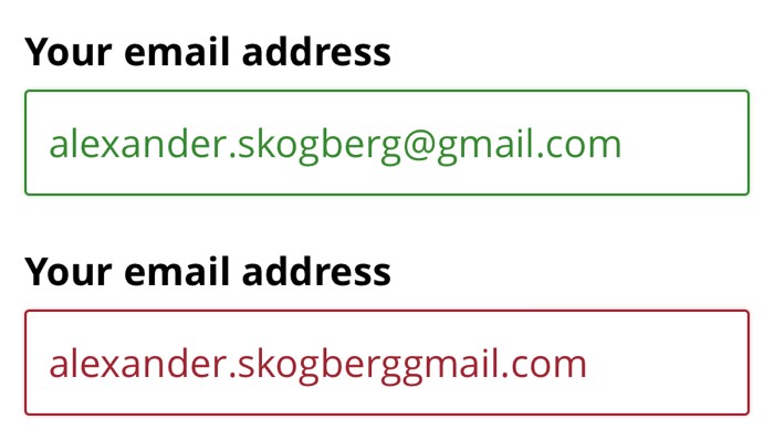 Input fields for email address input.