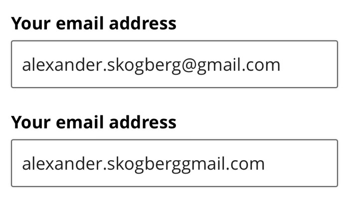 Input fields for email address input.