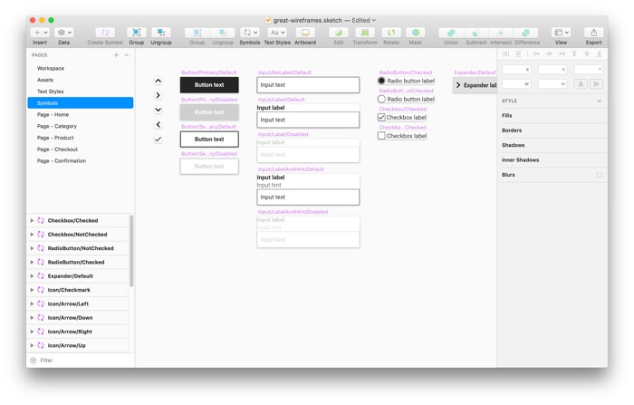 All symbols in Sketch