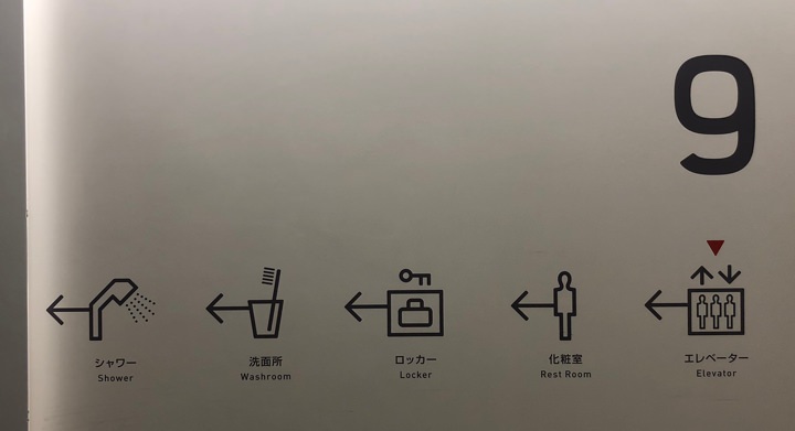 Icons with text on the hotel wall