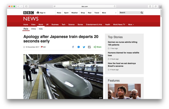 News article about train leaving early