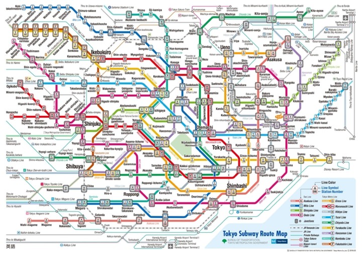 Map of the Tokyo subway