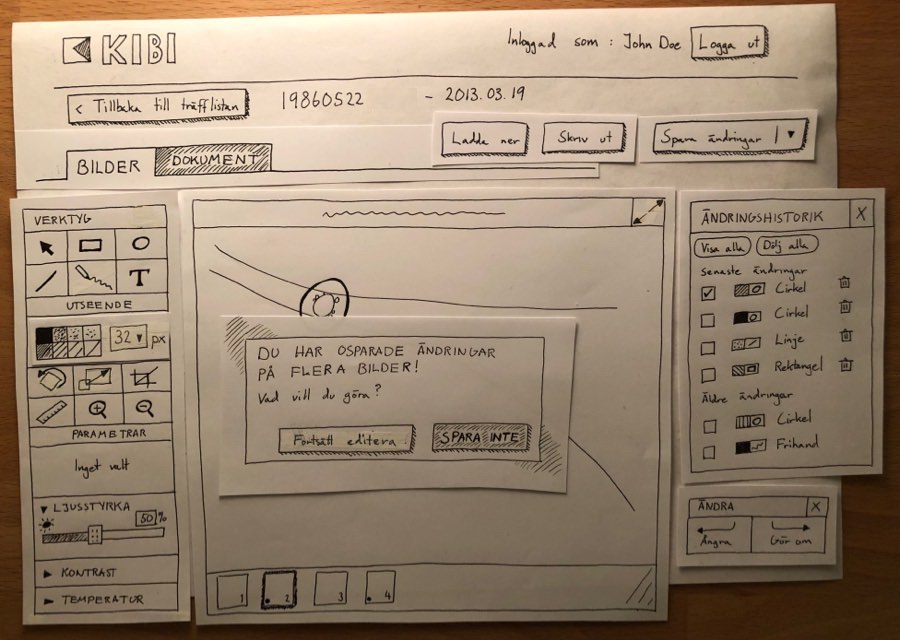 Paper wireframe of KIBI media