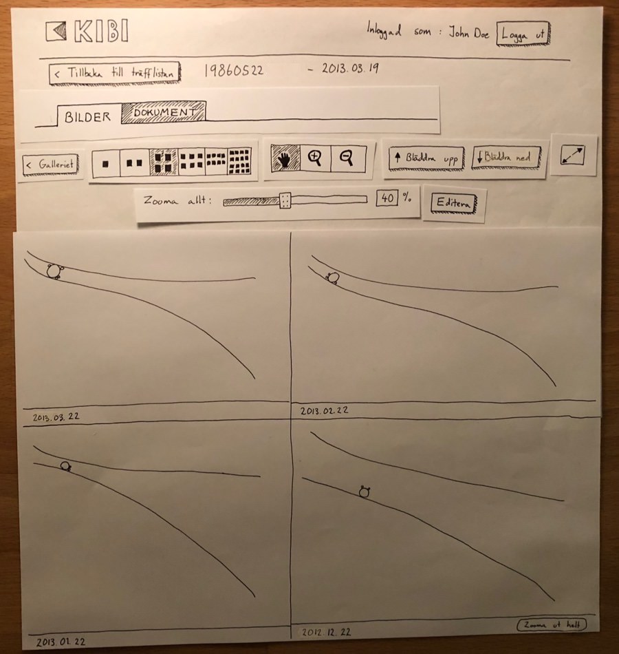 Another paper wireframe of KIBI Media