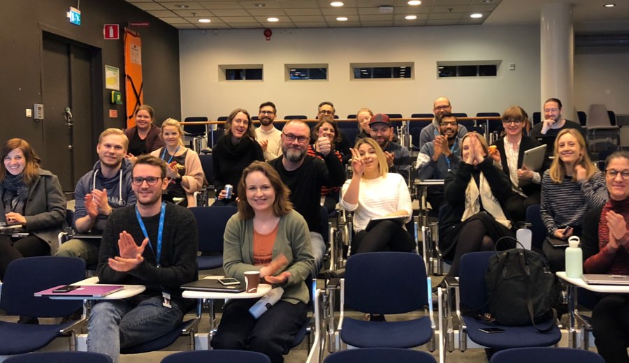 The audience during a talk about accessibility for Telenor in 2018.