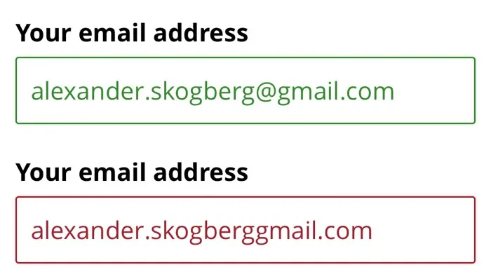 Input fields for email address input.