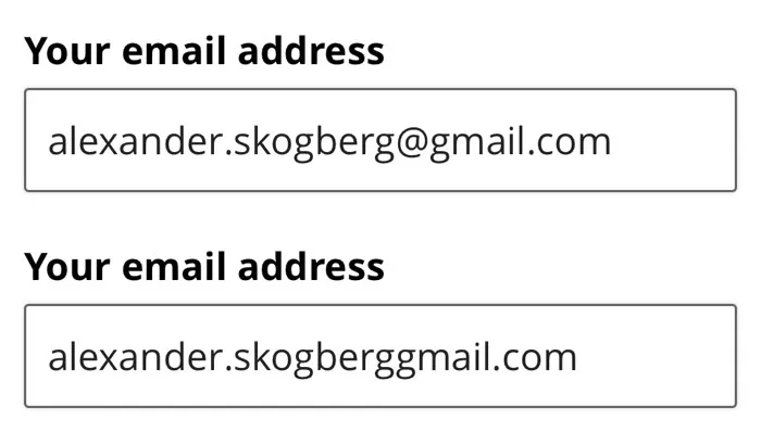 Input fields for email address input.